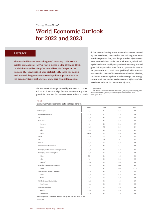 World Economic for 2022 and 2023 | Publications