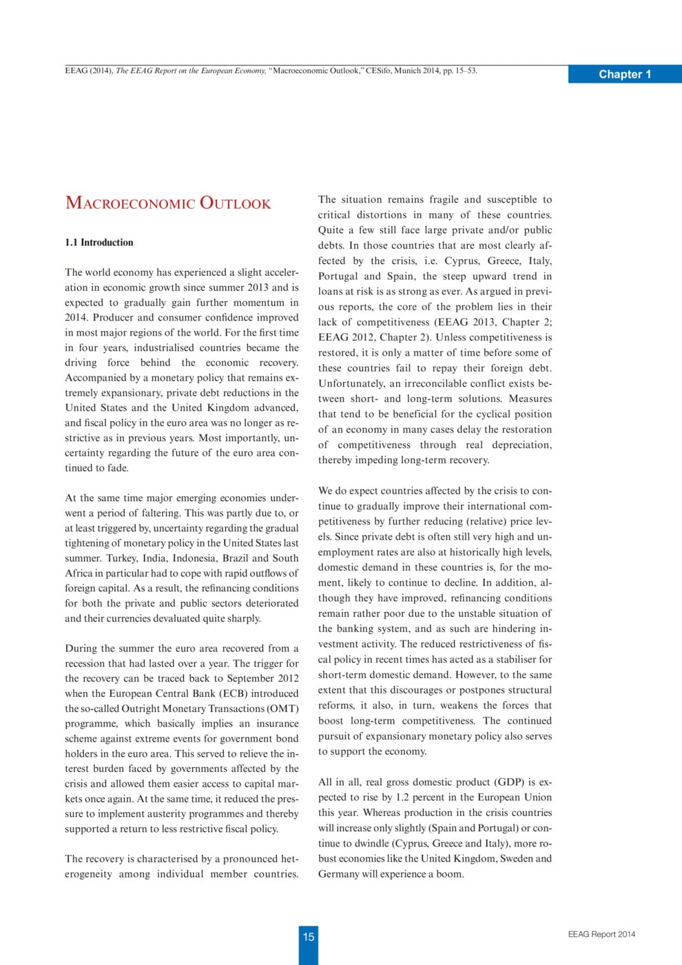 Summer Is Hot Chapter 1 Chapter 1: Macroeconomic Outlook | Publications | CESifo